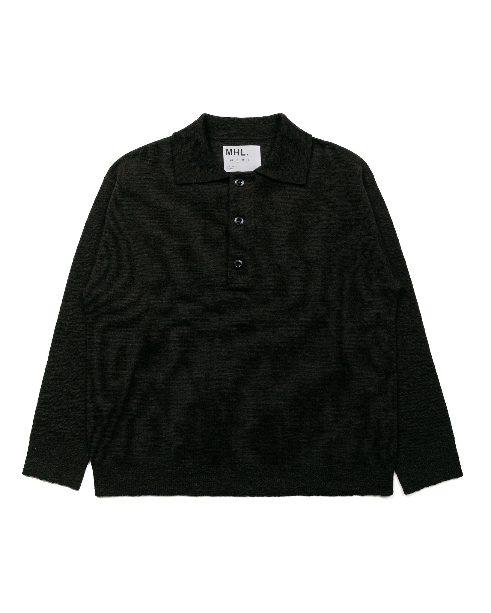 MHL Oversized Knitted Polo Dry Wool Ebony