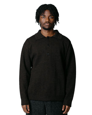 MHL Oversized Knitted Polo Dry Wool Ebony model front