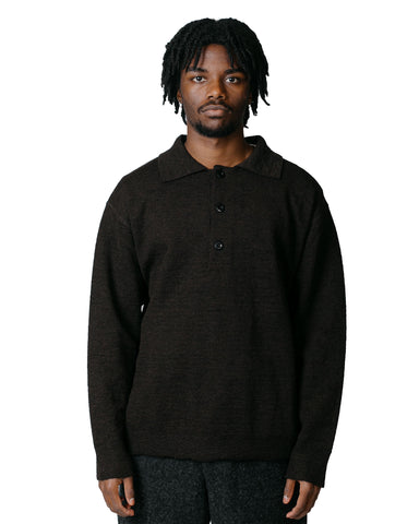 MHL Oversized Knitted Polo Dry Wool Ebony