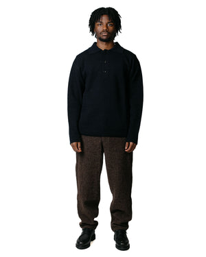 MHL Oversized Knitted Polo Dry Wool Ink model full