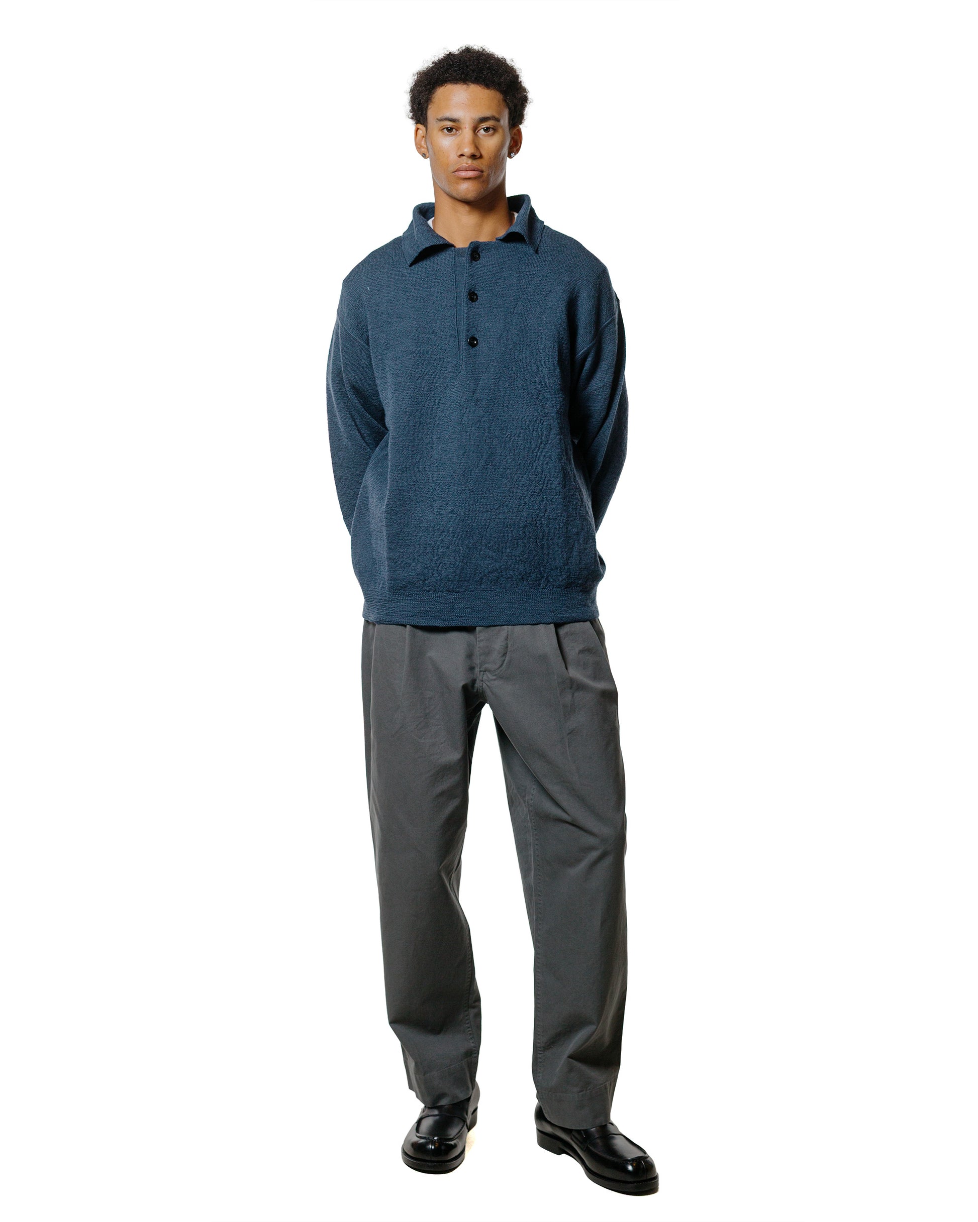 MHL Oversized Knitted Polo Dry Wool Uniform Blue