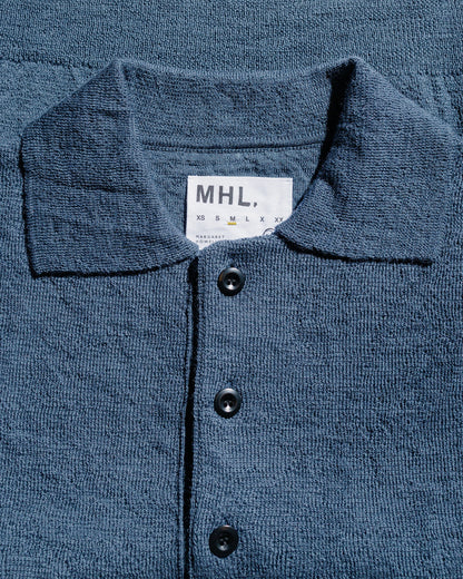 MHL Oversized Knitted Polo Dry Wool Uniform Blue