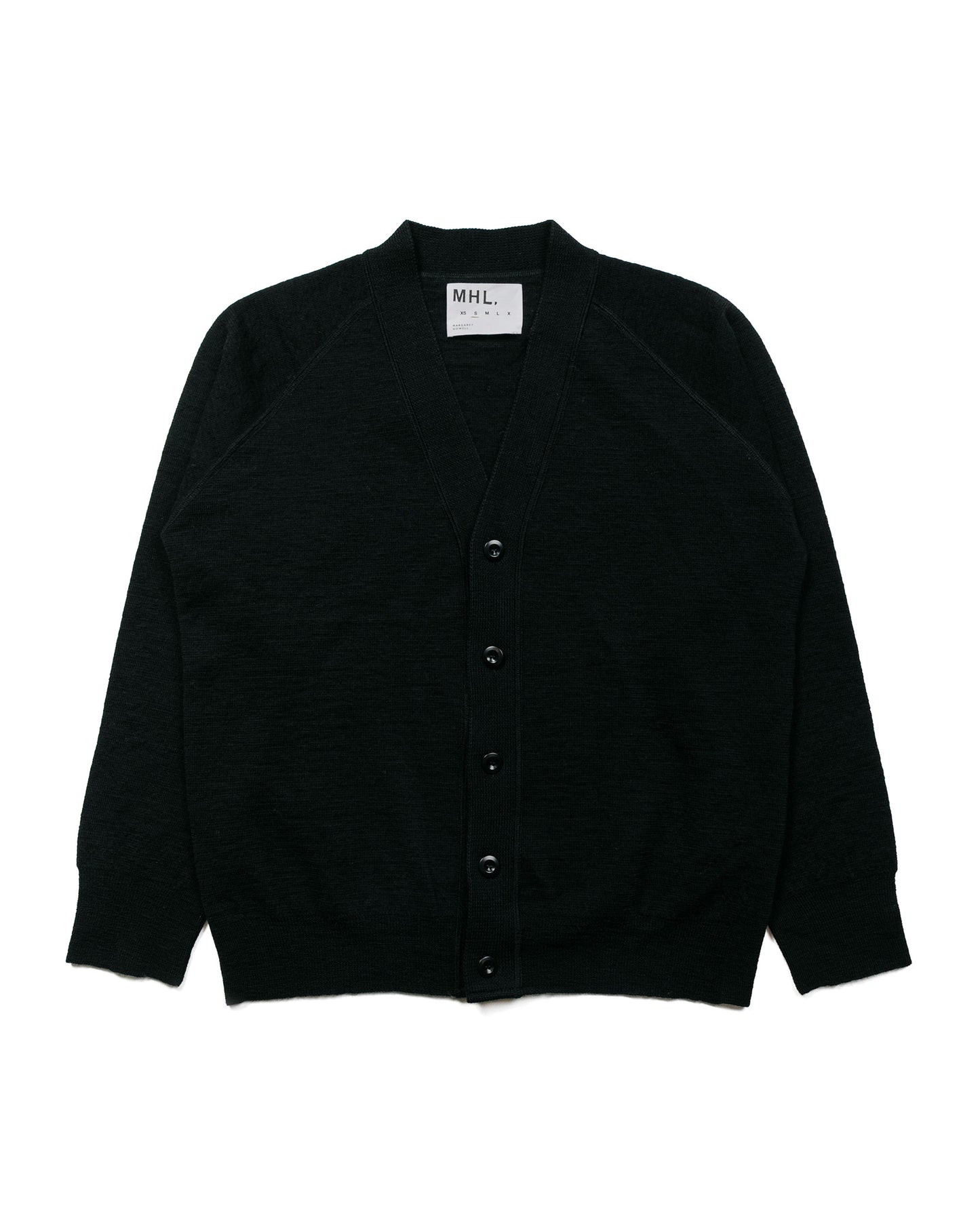 MHL Raglan Cardigan Dry Wool Black