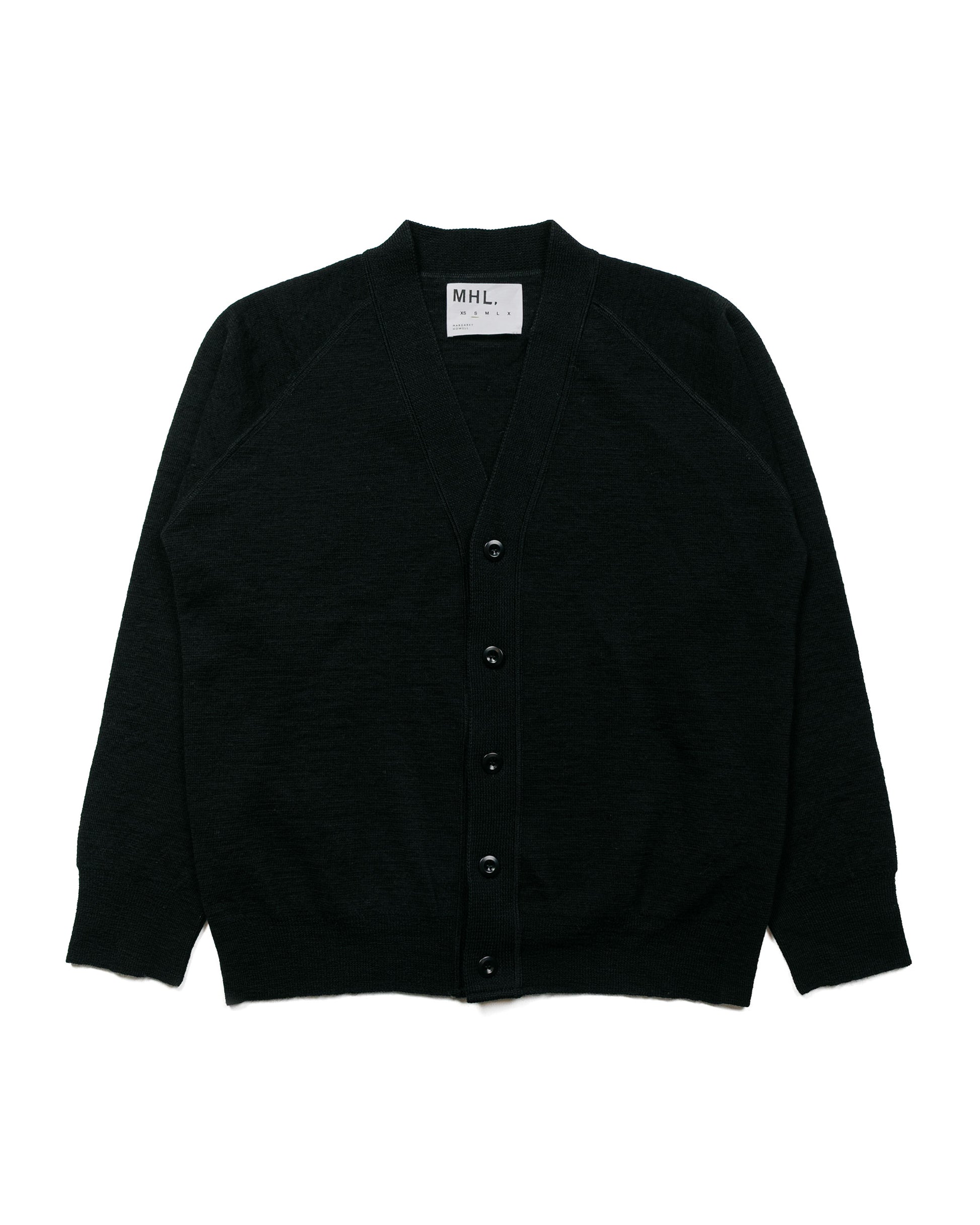 MHL Raglan Cardigan Dry Wool Black