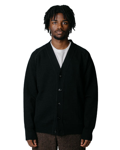 MHL Raglan Cardigan Dry Wool Black model front