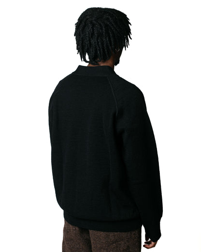 MHL Raglan Cardigan Dry Wool Black model back