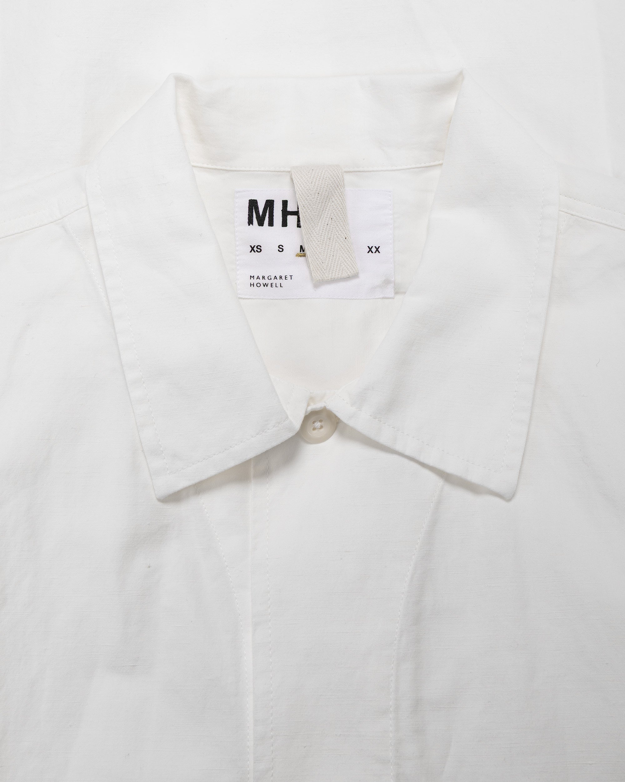 MHL. ショートスリーブ ポプリンシャツ コットンリネン チョーク