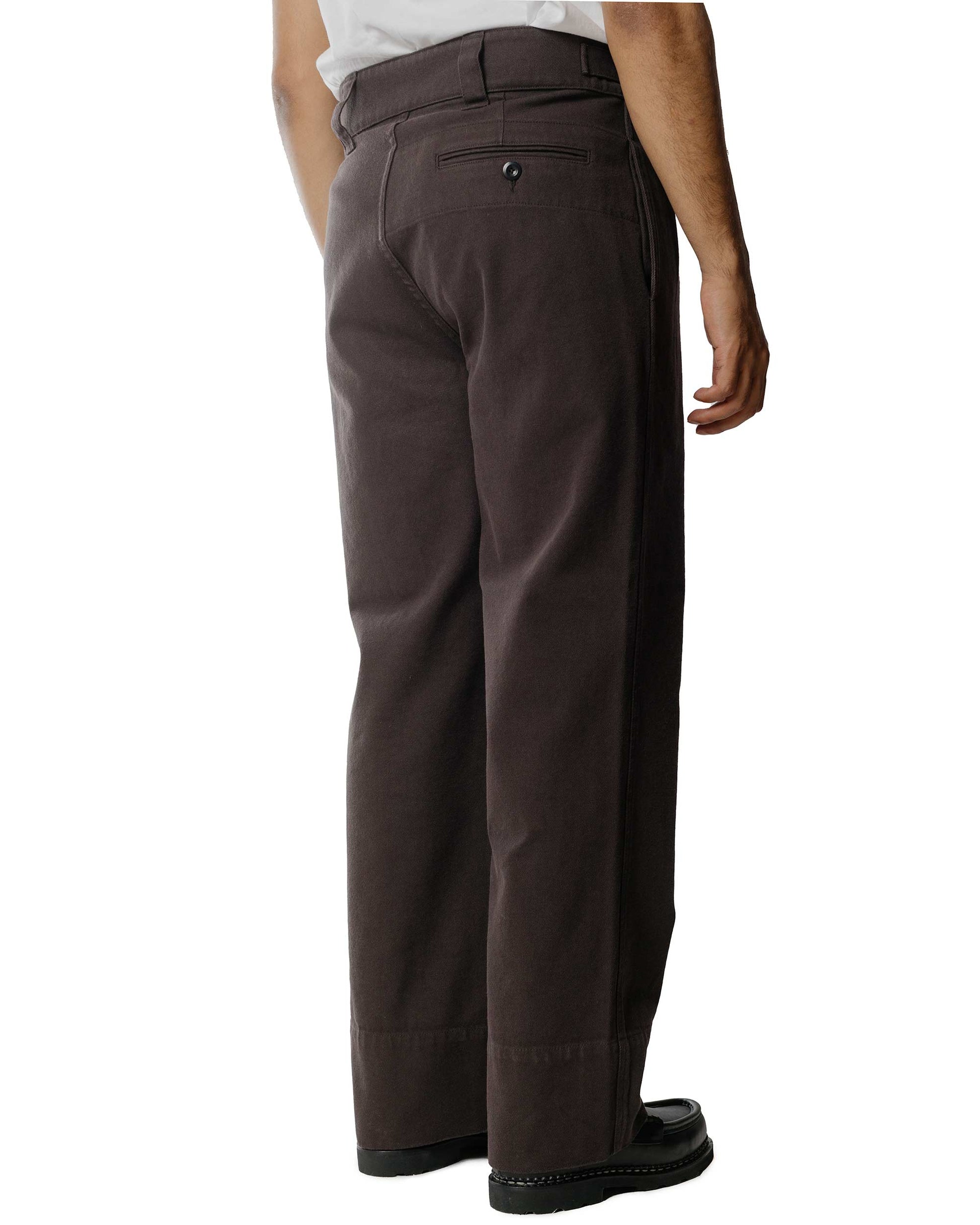 MHL Side Cinch Trouser Wool Cotton Drill Ebony Model Back