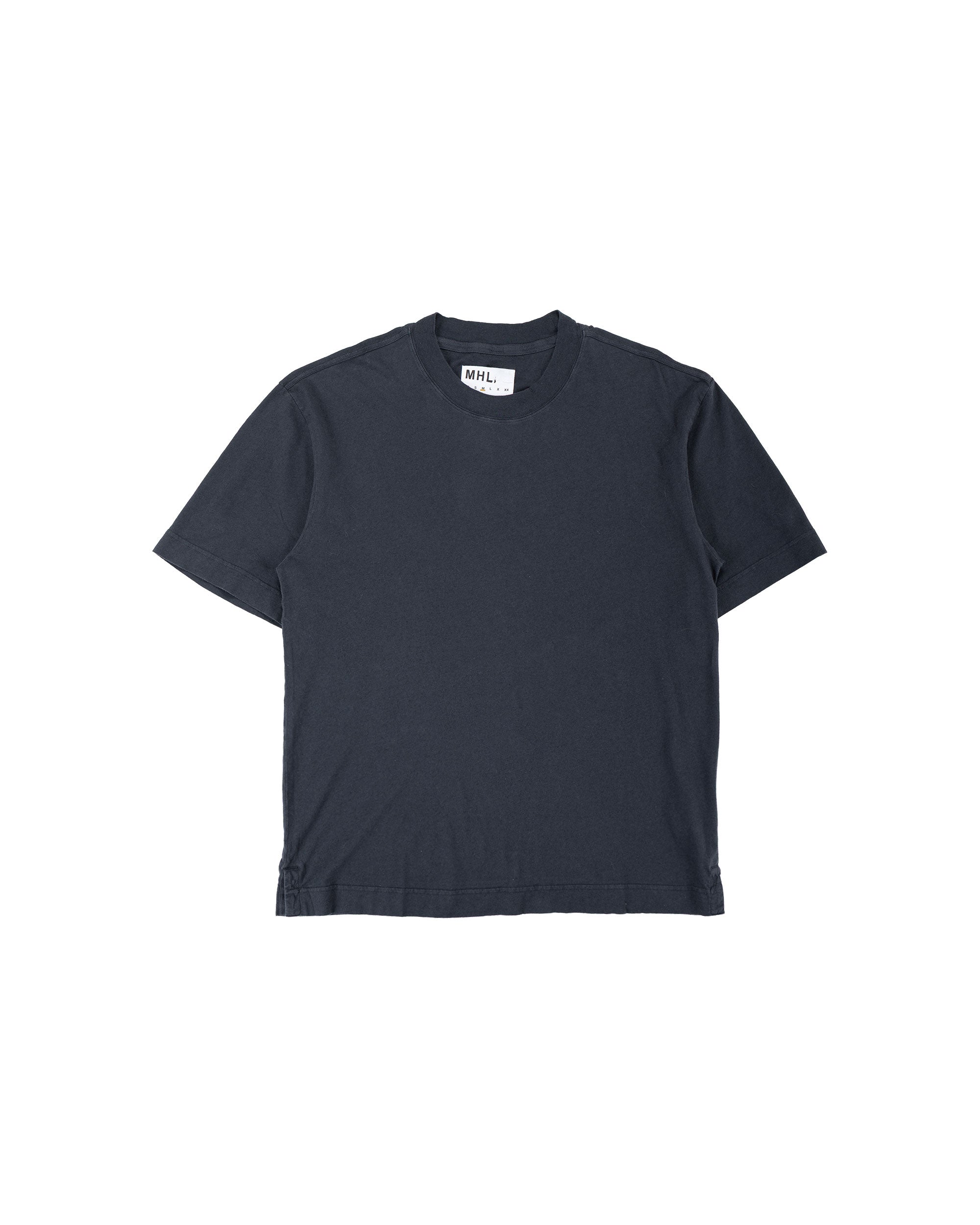 MHL. シンプル Tシャツ オーガニックコットン リネンジャージー ネイビー