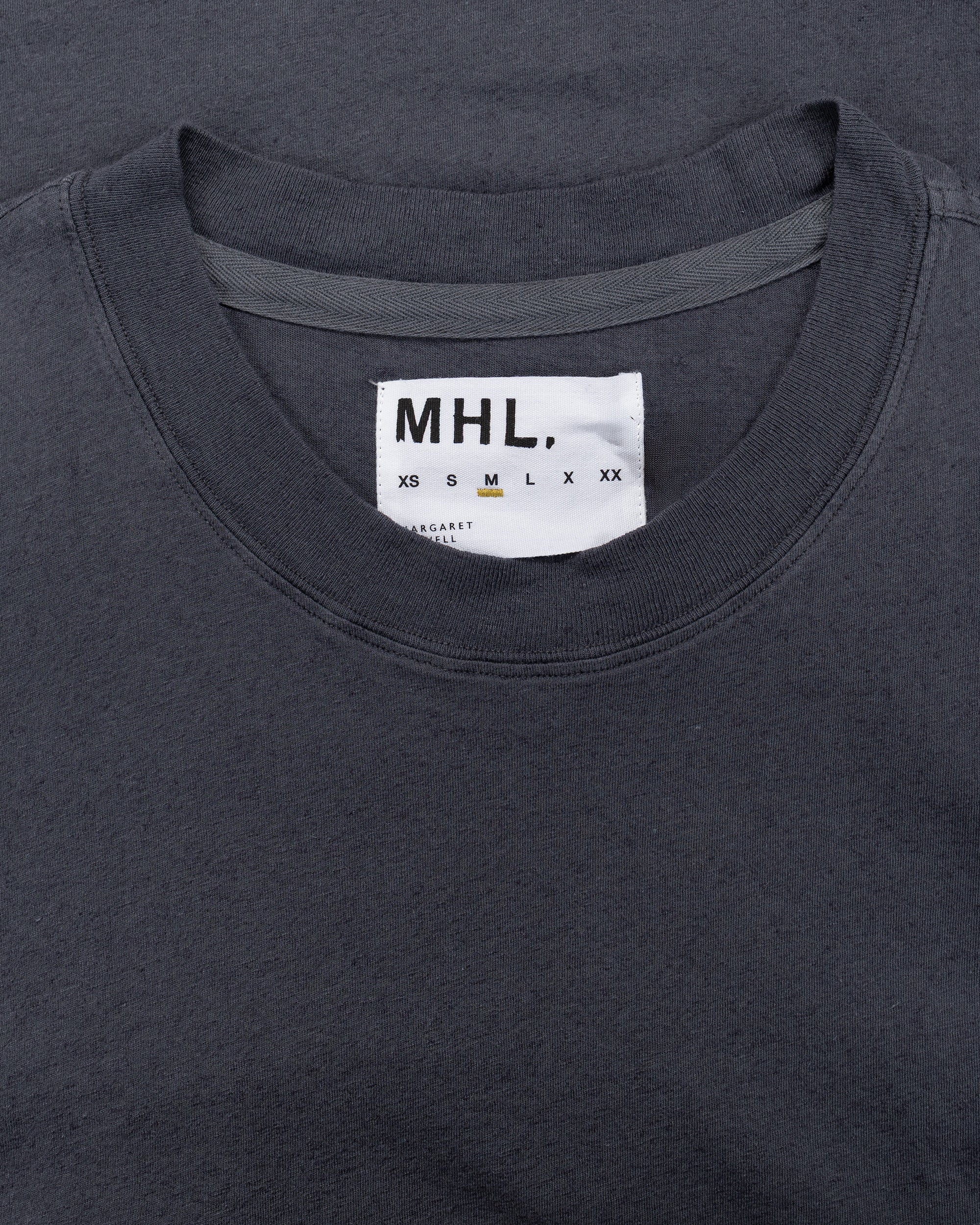 MHL Simple T-Shirt Organic Cotton Linen Jersey Slate Blue
