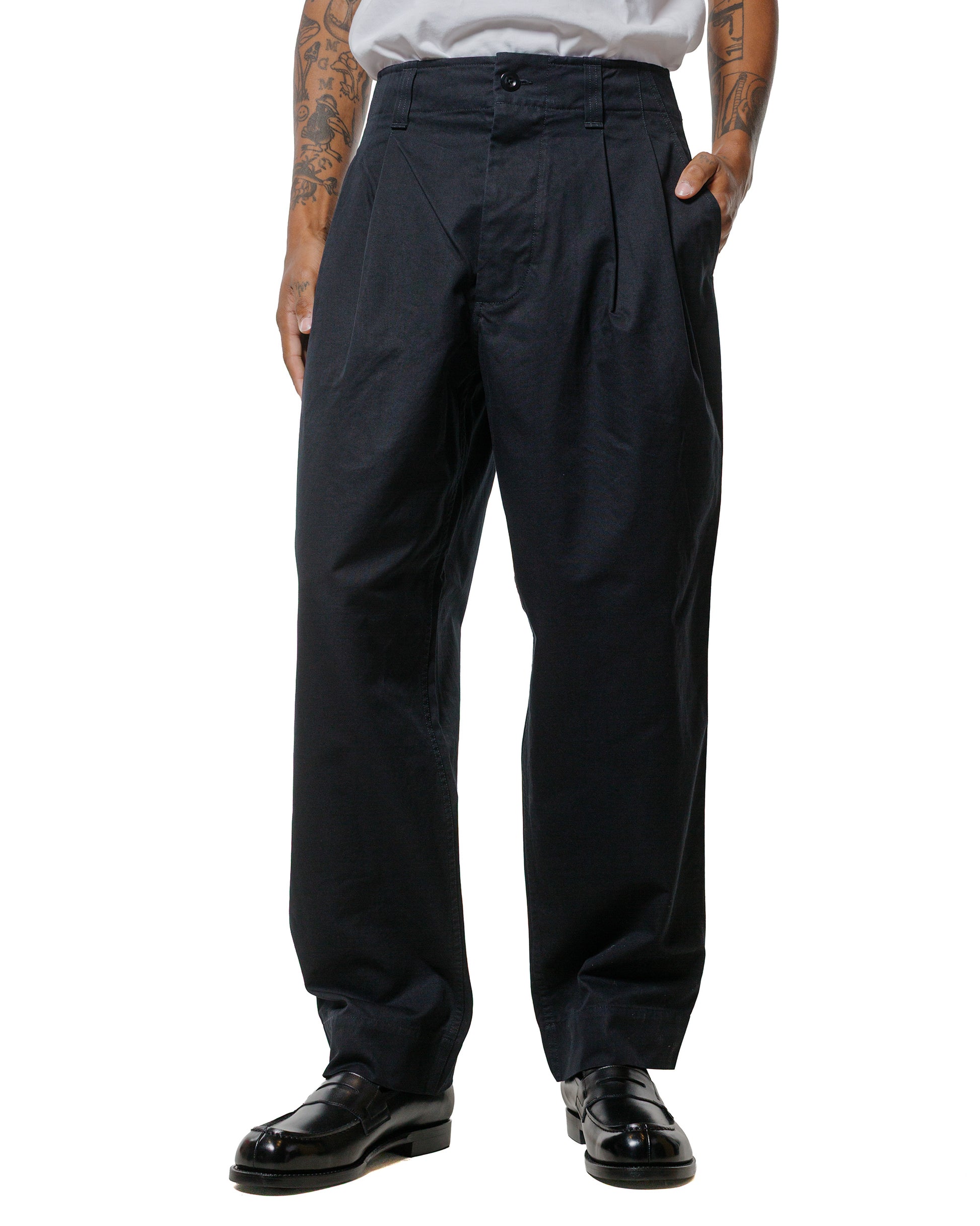 MHL Stitch Pleat Trouser Compact Cotton Canvas Black