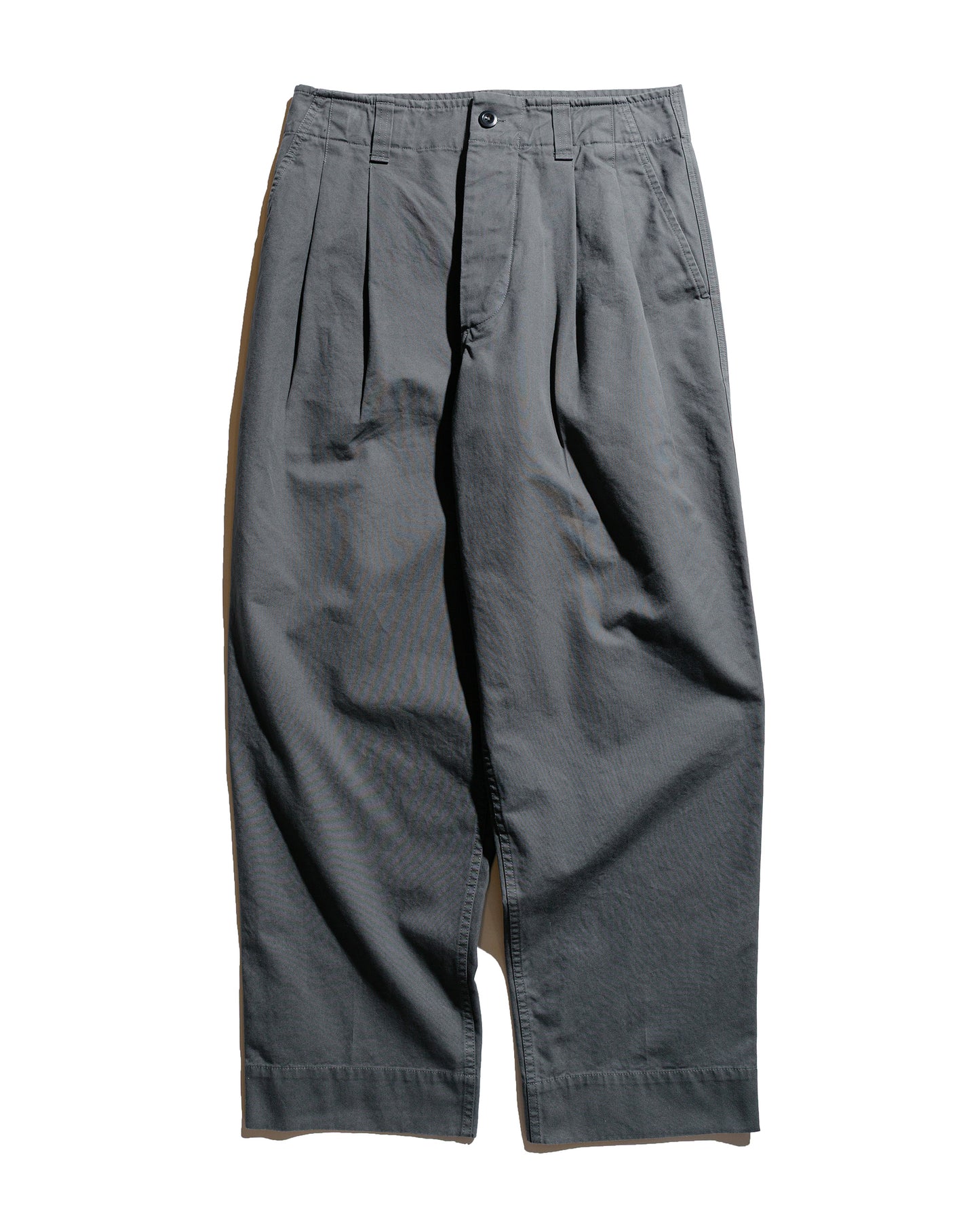 MHL Stitch Pleat Trouser Compact Cotton Canvas Charcoal