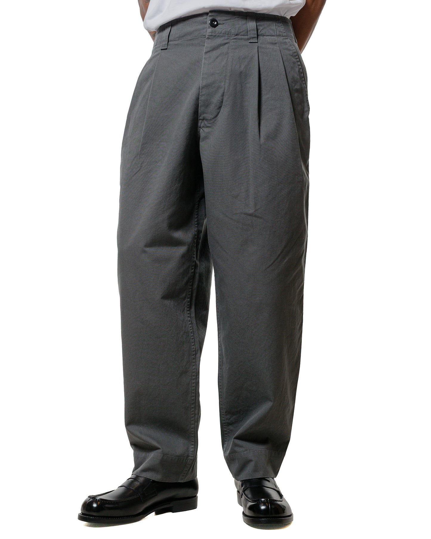 MHL Stitch Pleat Trouser Compact Cotton Canvas Charcoal