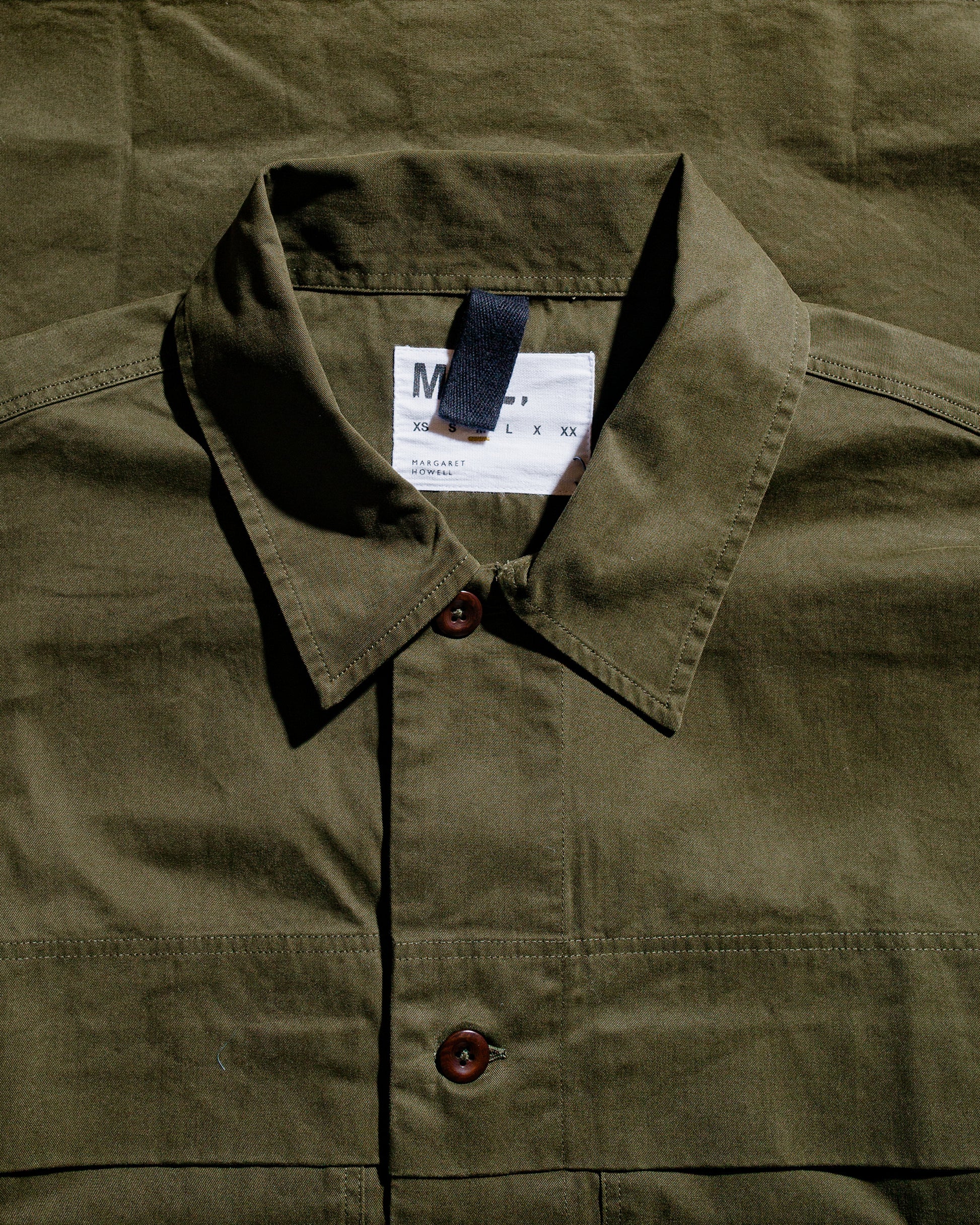 MHL Storm Flap Shirt Brushed Cotton Twill Seaweed