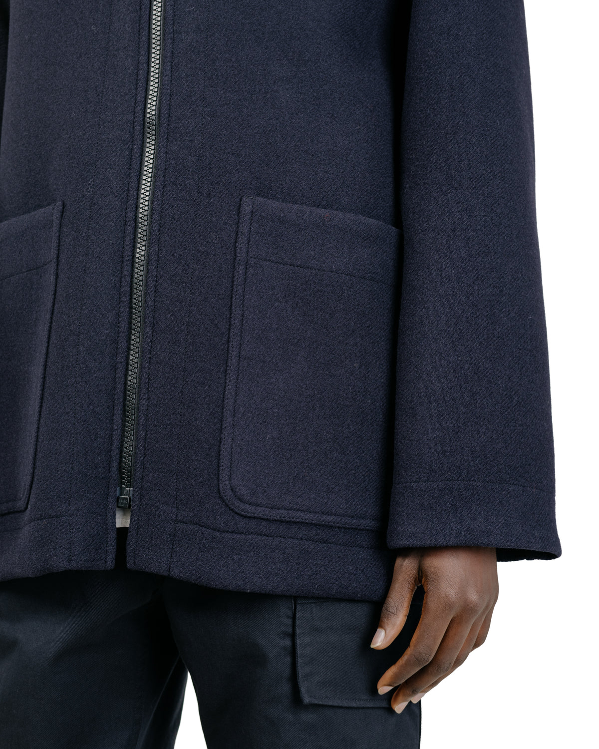 MHL Zip Through Duffle Double Wool Melton Dark Navy