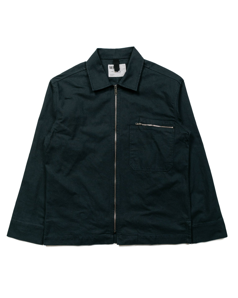 MHL Zip Through Overshirt Workwear Cotton Twill Dark Navy