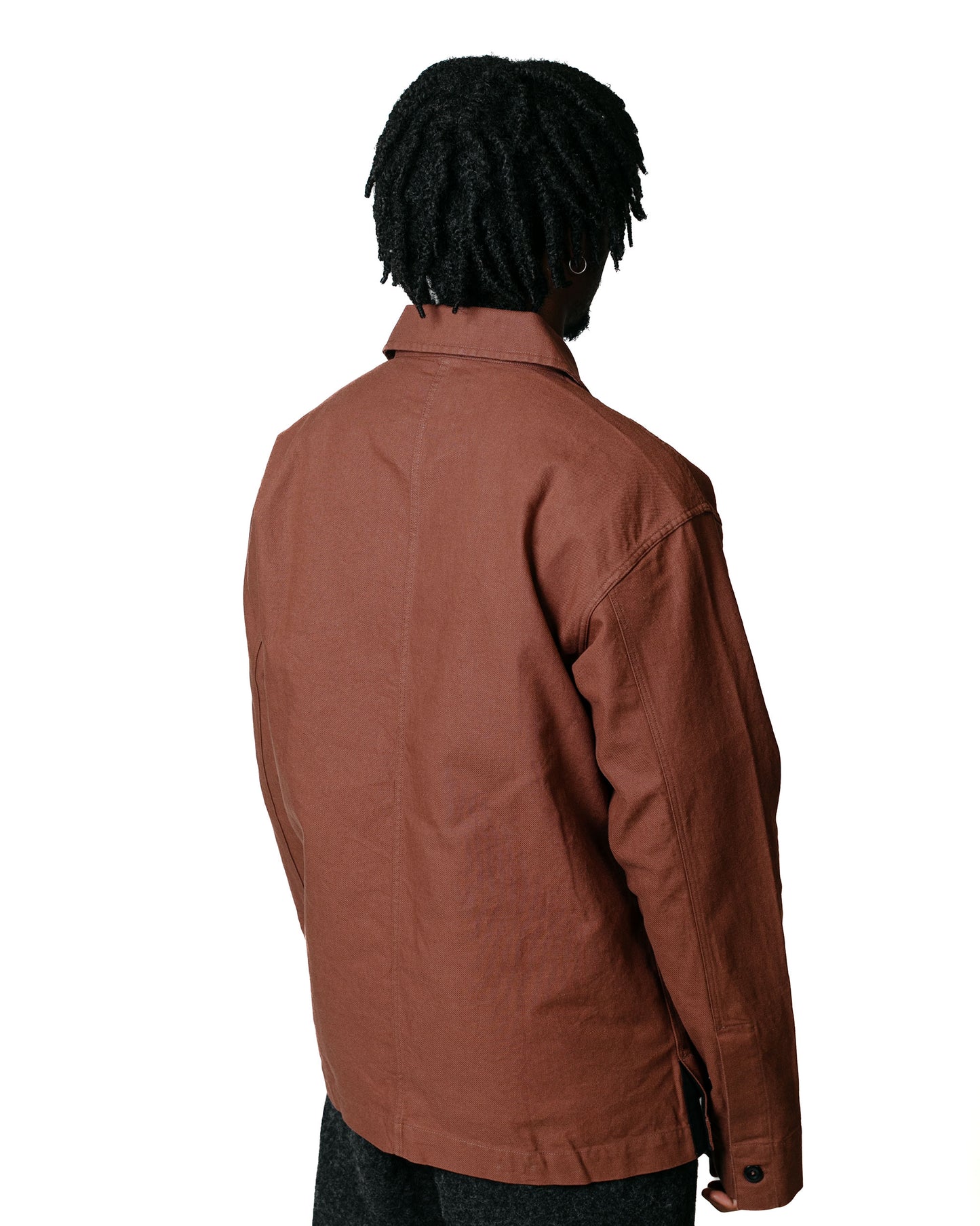 MHL Zip Through Overshirt Workwear Cotton Twill Mineral model back