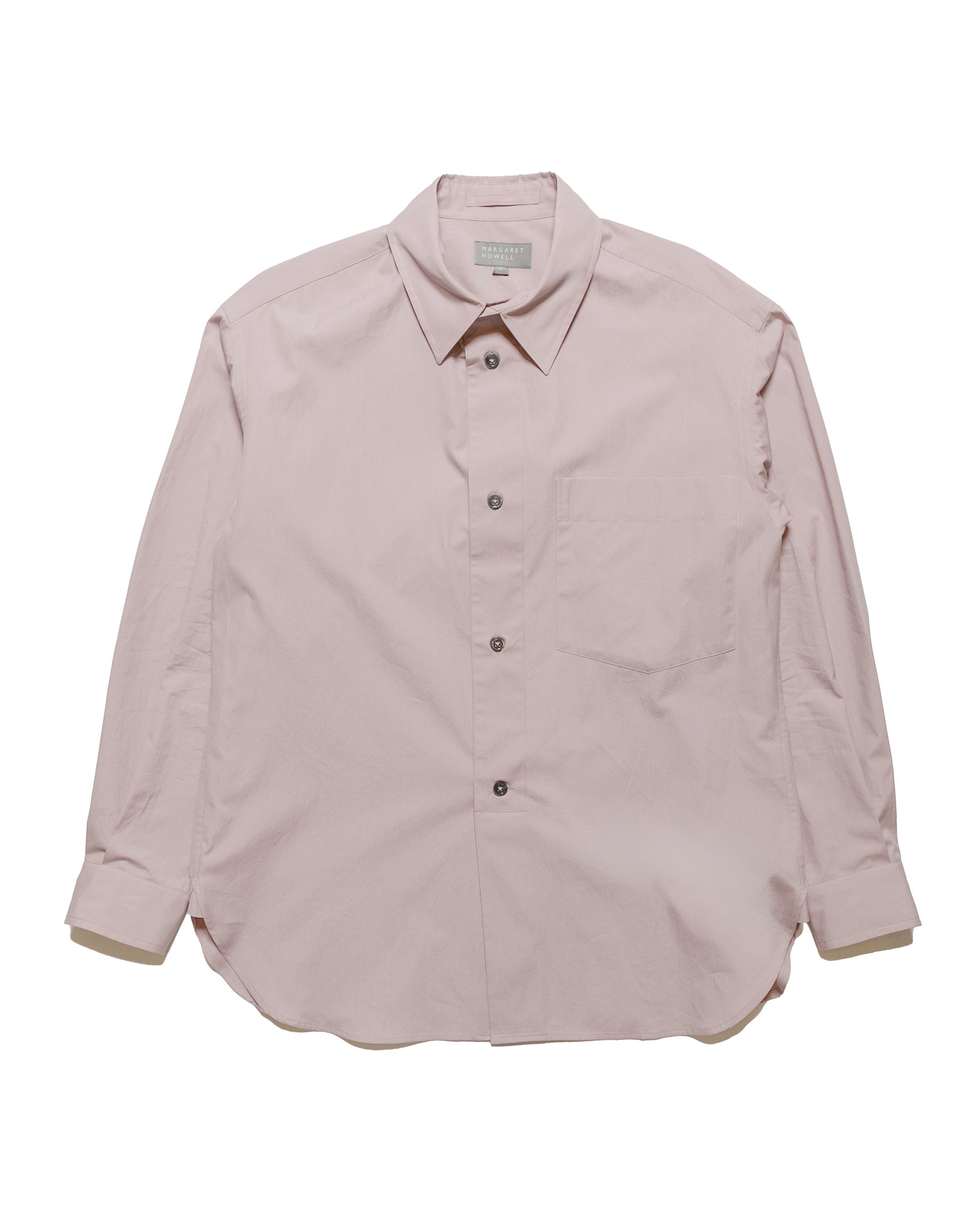 Margaret Howell Half Placket Shirt Paper Cotton Poplin Dusty Pink