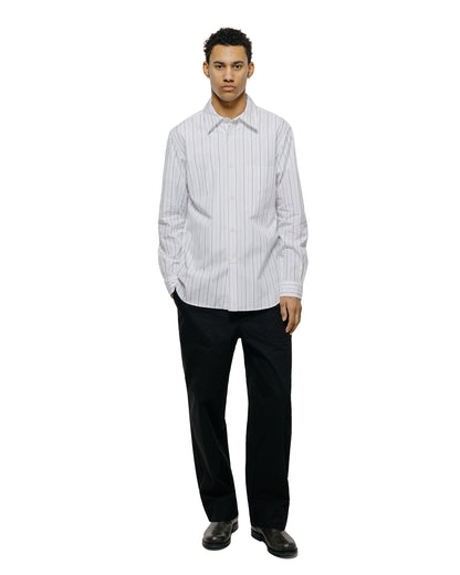 Margaret Howell Basic Shirt Wide Graphic Stripe Cotton White/Charcoal