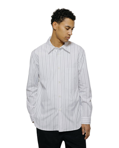 Margaret Howell Basic Shirt Wide Graphic Stripe Cotton White/Charcoal