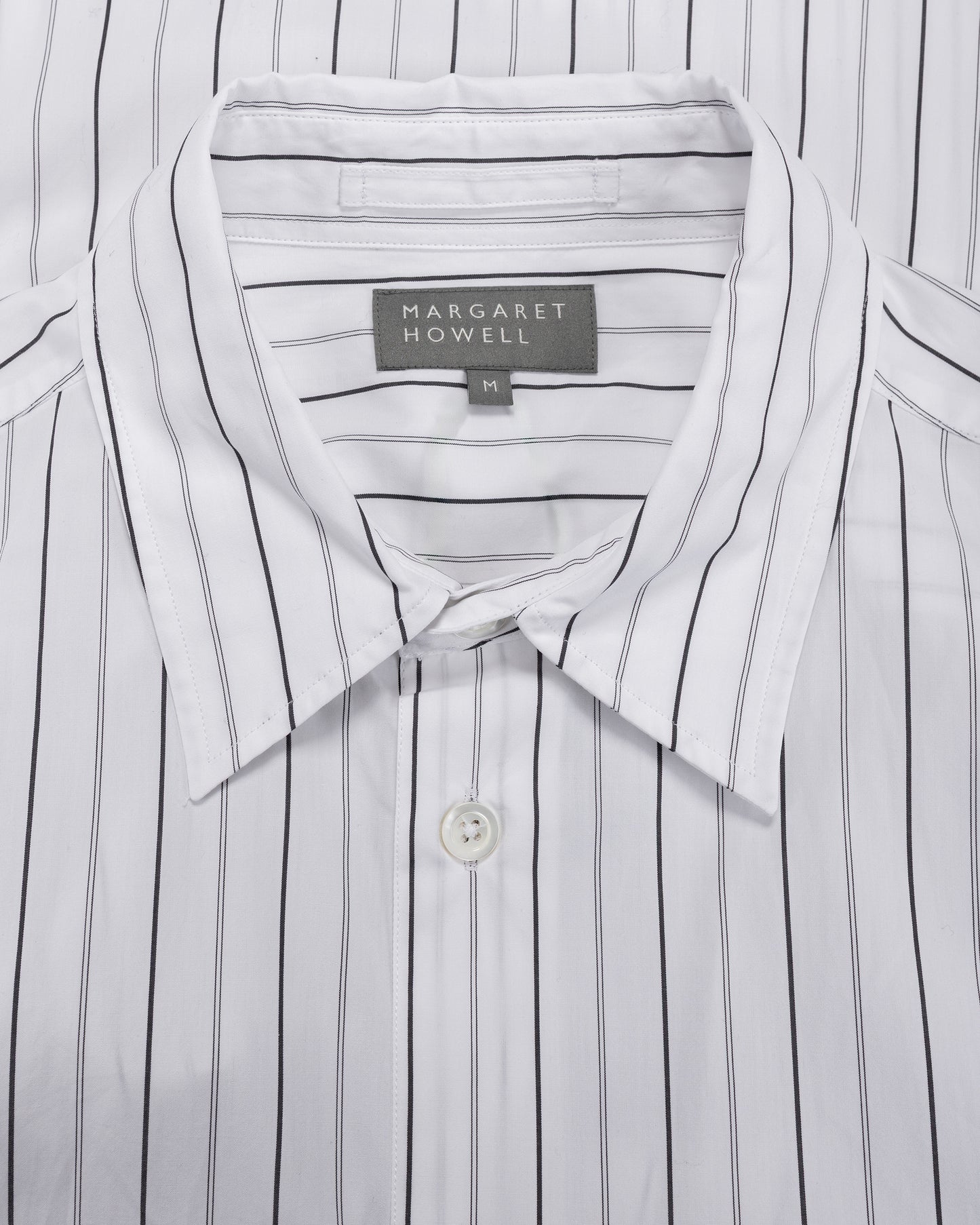 Margaret Howell Basic Shirt Wide Graphic Stripe Cotton White/Charcoal