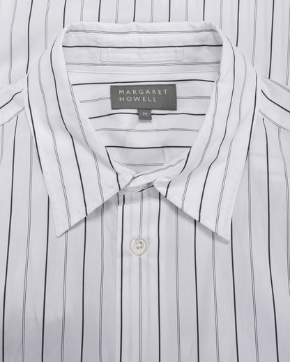 Margaret Howell Basic Shirt Wide Graphic Stripe Cotton White/Charcoal
