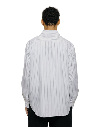Margaret Howell Basic Shirt Wide Graphic Stripe Cotton White/Charcoal