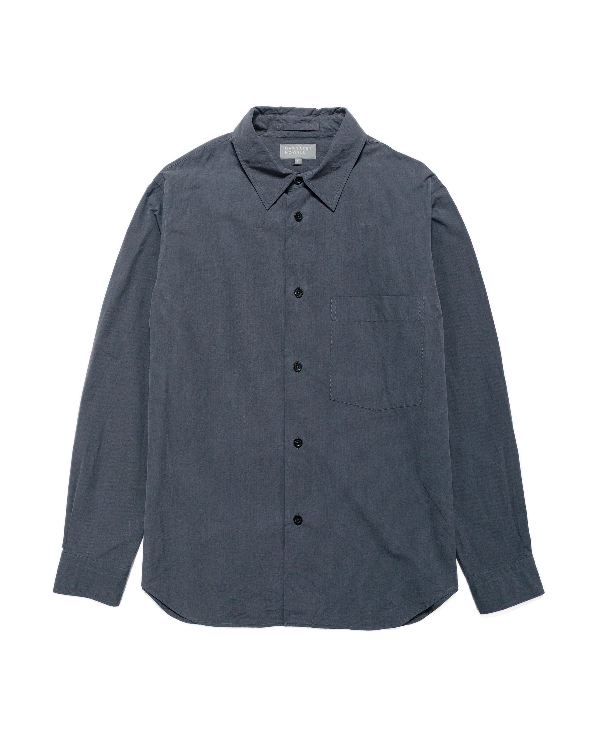 Margaret Howell Basic Shirt Yarn Dye Cotton Shirting Charcoal