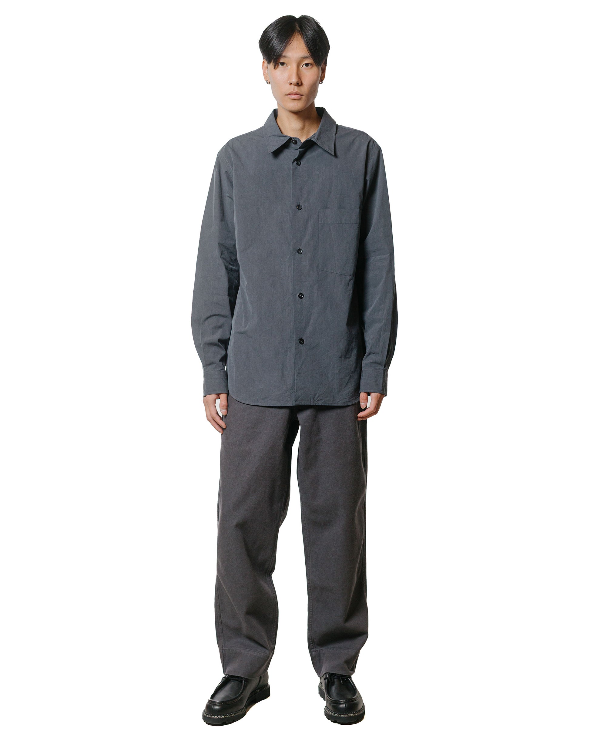 Margaret Howell Basic Shirt Yarn Dye Cotton Shirting Charcoal