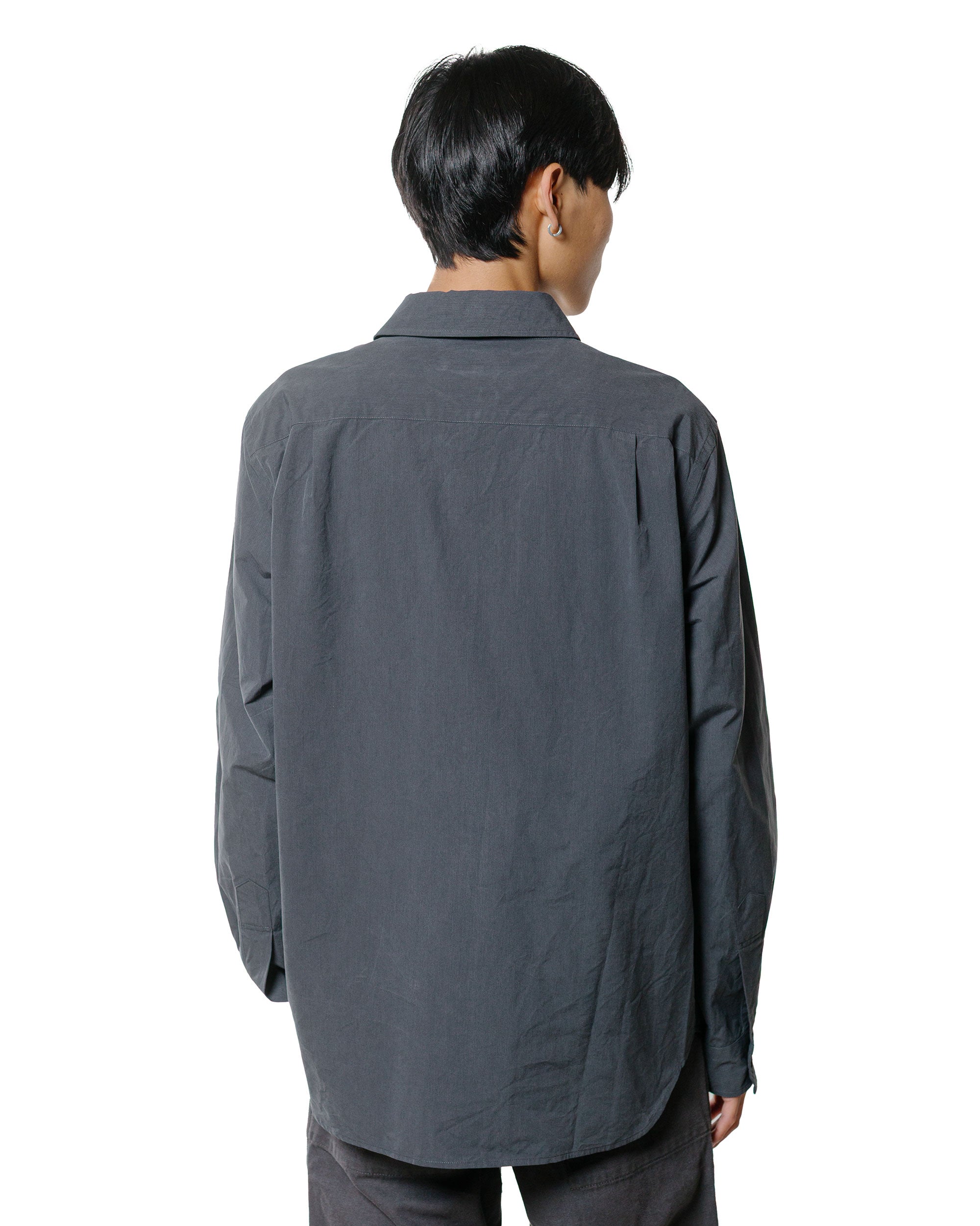 Margaret Howell Basic Shirt Yarn Dye Cotton Shirting Charcoal
