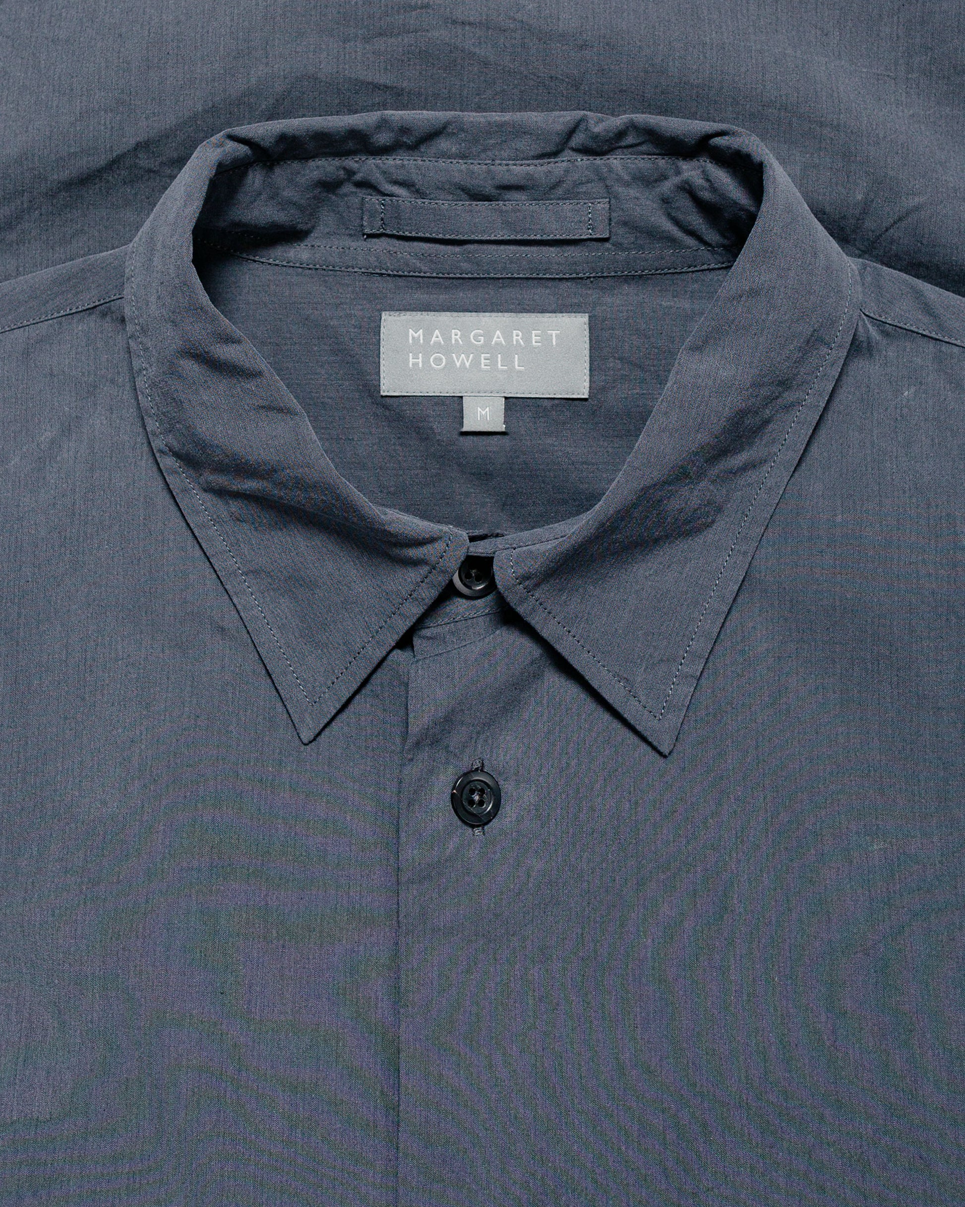 Margaret Howell Basic Shirt Yarn Dye Cotton Shirting Charcoal
