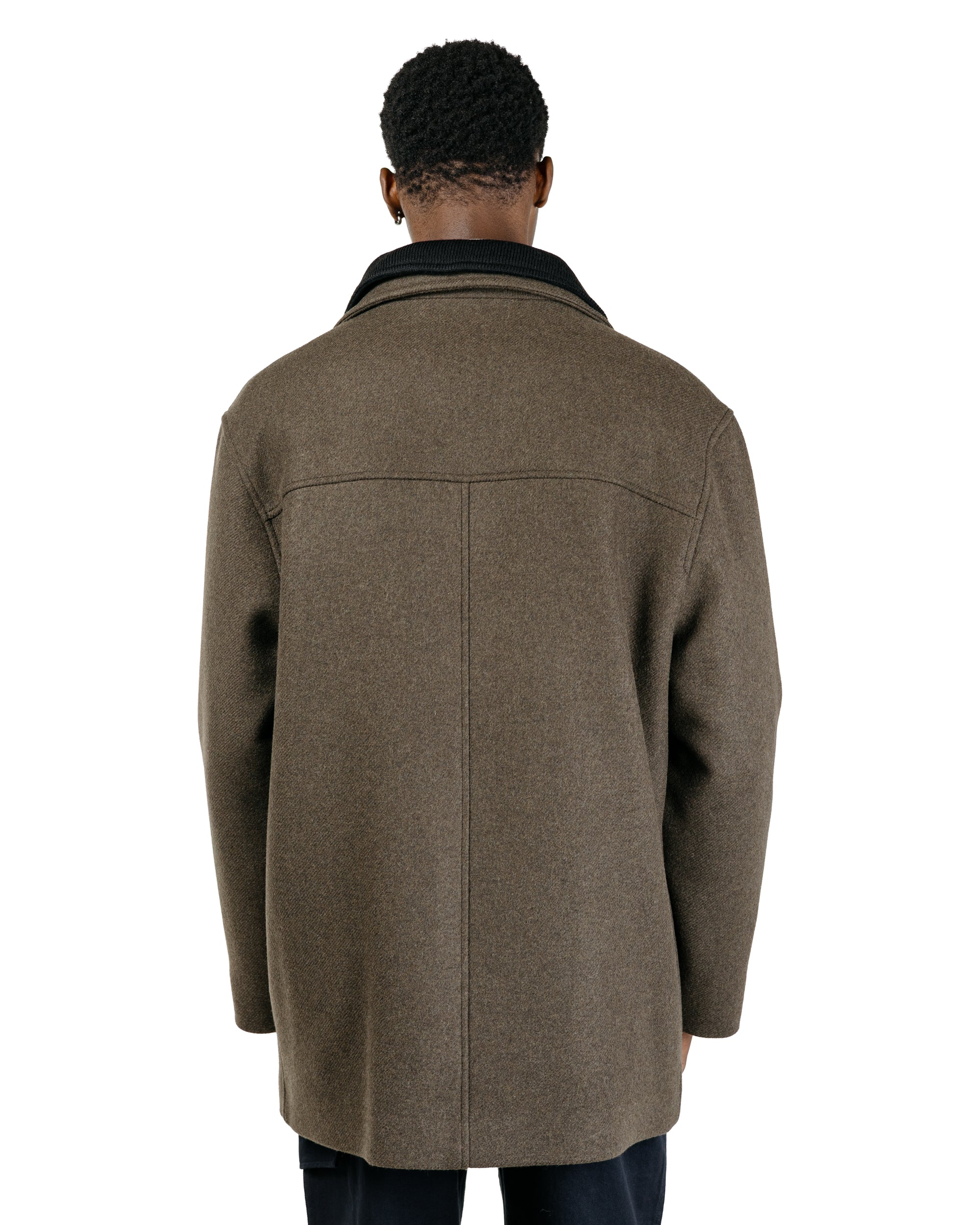 Margaret Howell Double Collar Coat Firm Wool Melton Khaki