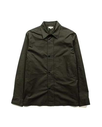 Margaret Howell Offset Placket Shirt Fine Cotton Poplin Dark Green