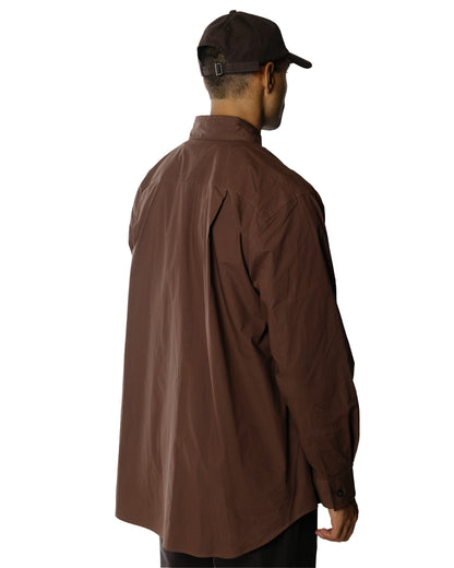 Margaret Howell Oversized Dress Shirt Matt Cotton Poplin Teak Model Back