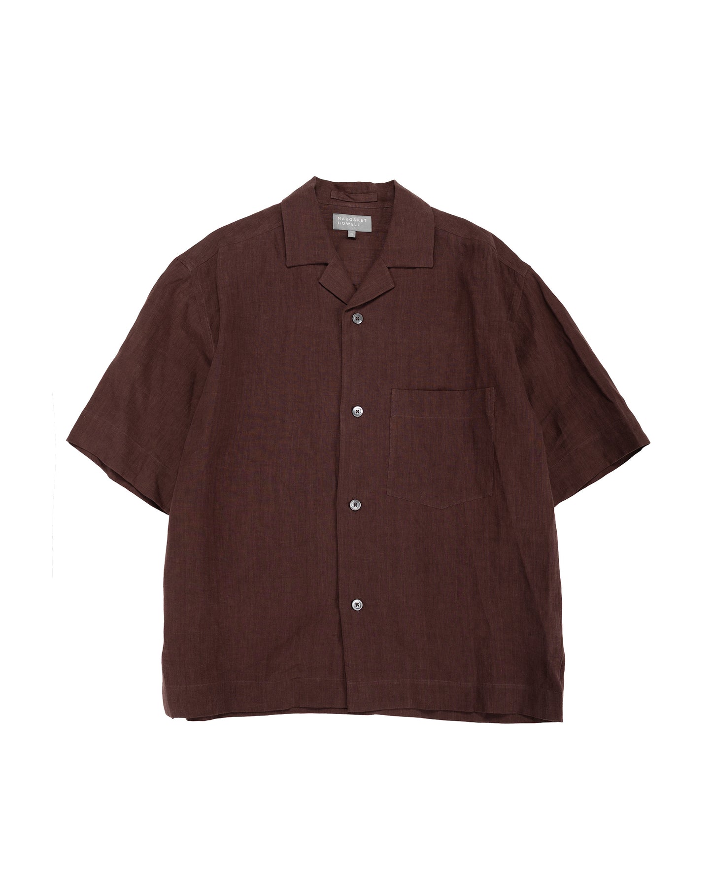 Margaret Howell Revere Collar Shirt Soft Linen Poplin Mahogony