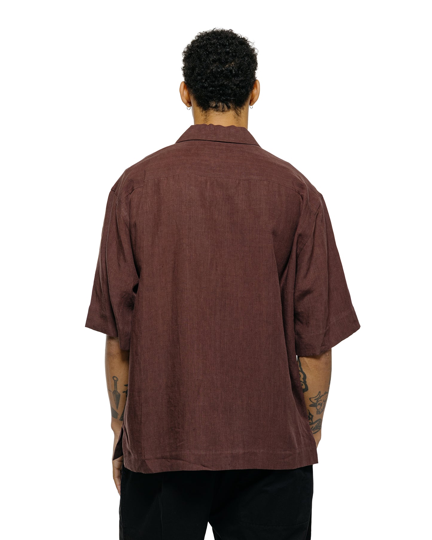 Margaret Howell Revere Collar Shirt Soft Linen Poplin Mahogony