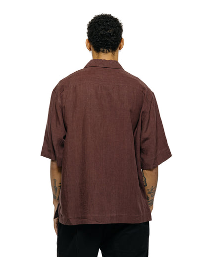 Margaret Howell Revere Collar Shirt Soft Linen Poplin Mahogony