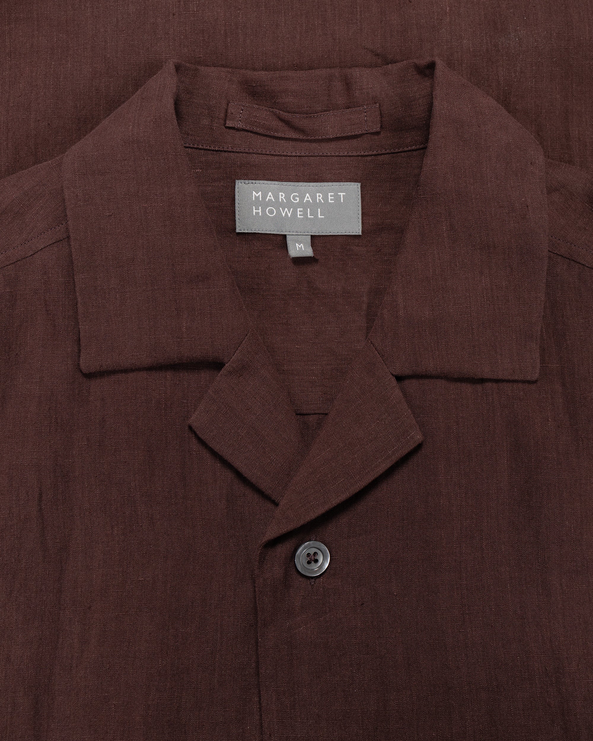 Margaret Howell Revere Collar Shirt Soft Linen Poplin Mahogony
