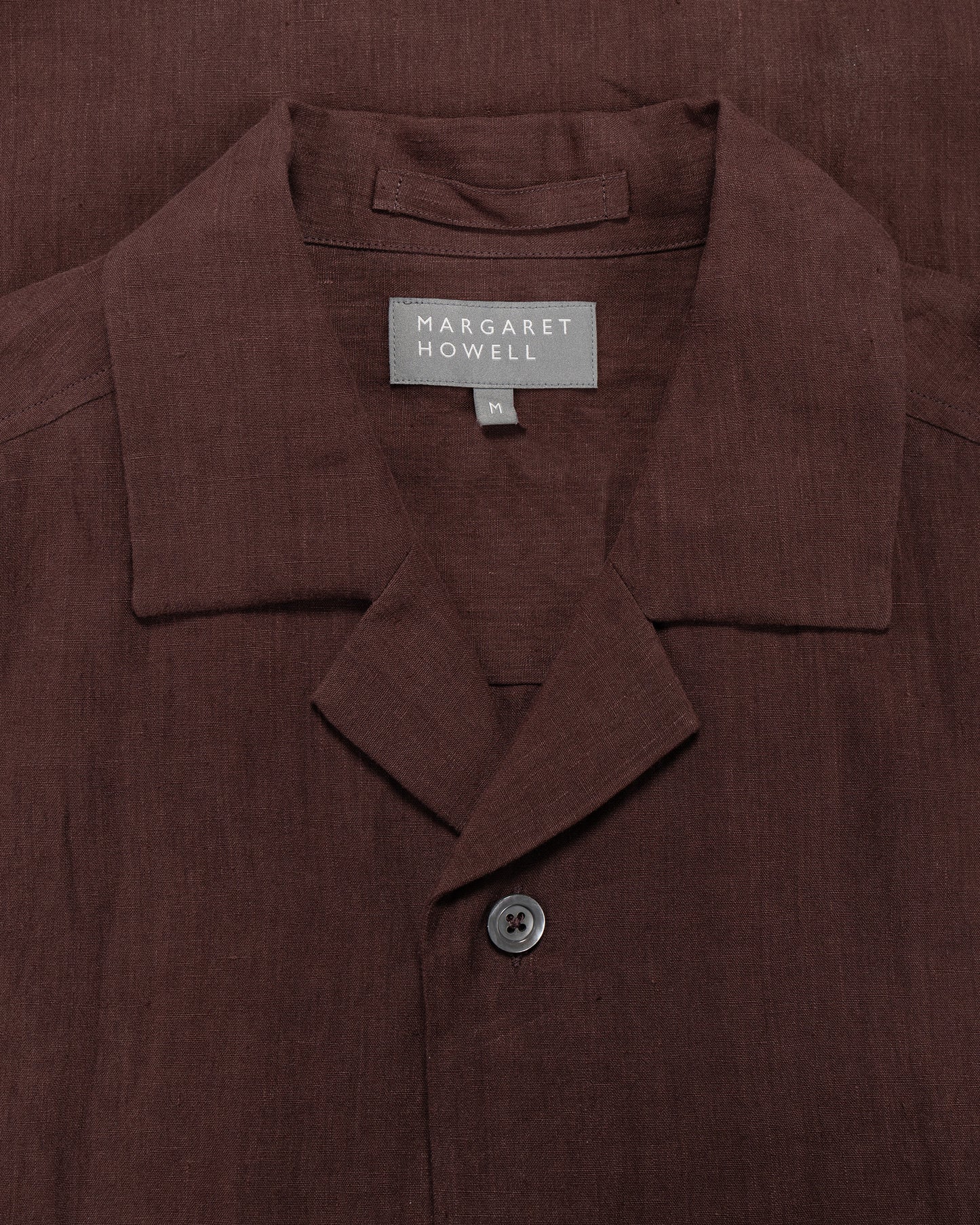 Margaret Howell Revere Collar Shirt Soft Linen Poplin Mahogony