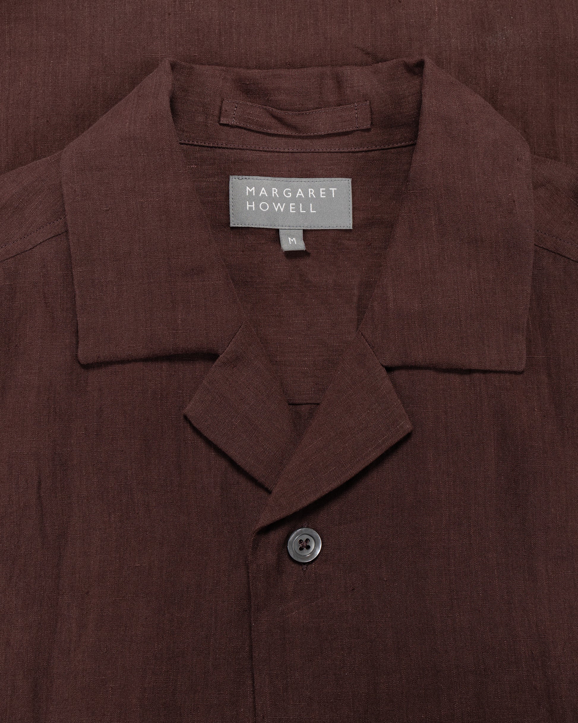 Margaret Howell Revere Collar Shirt Soft Linen Poplin Mahogony