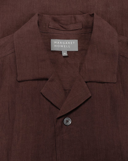 Margaret Howell Revere Collar Shirt Soft Linen Poplin Mahogony