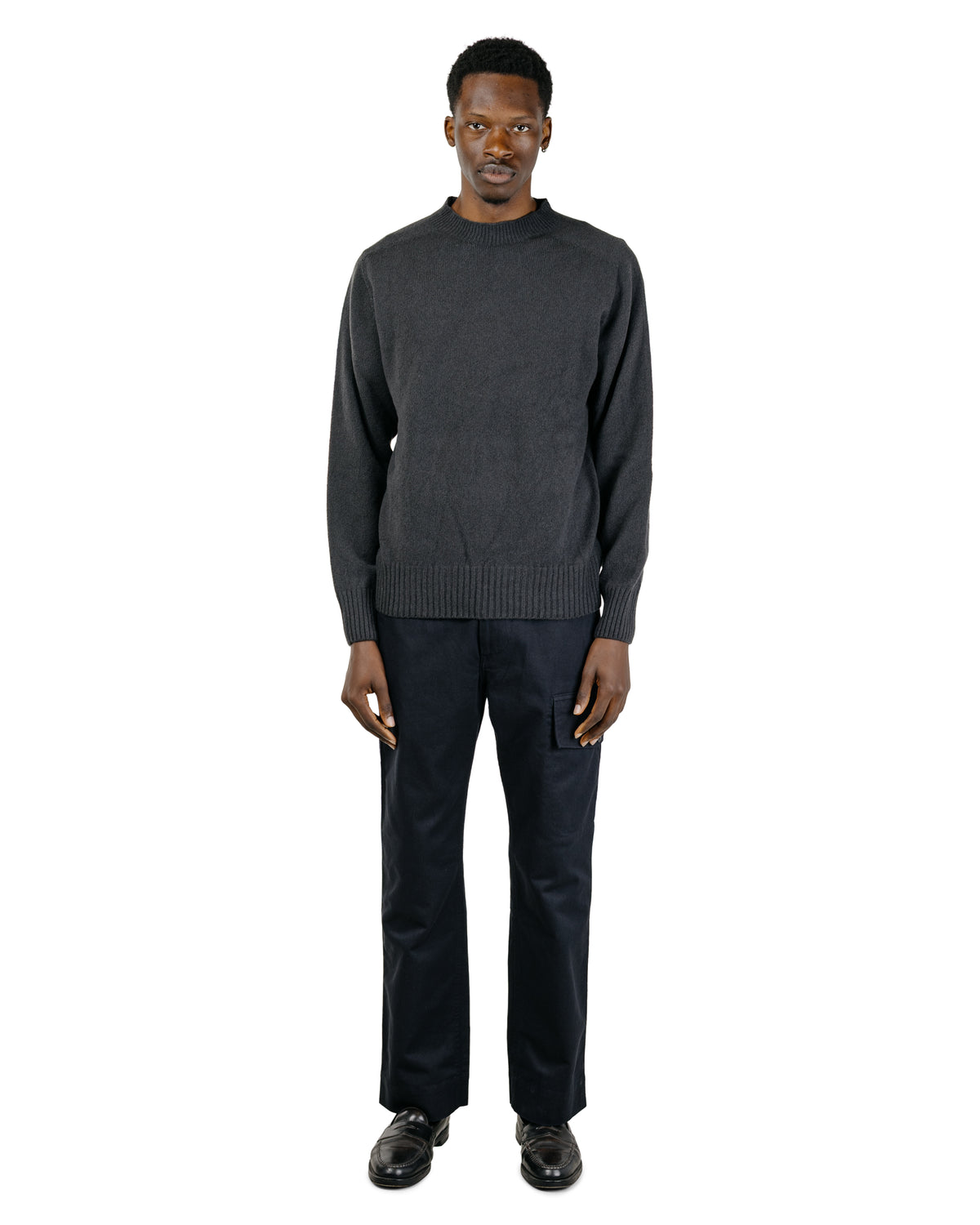 Margaret Howell Seamless Crew Neck Merino Cashmere Asphalt