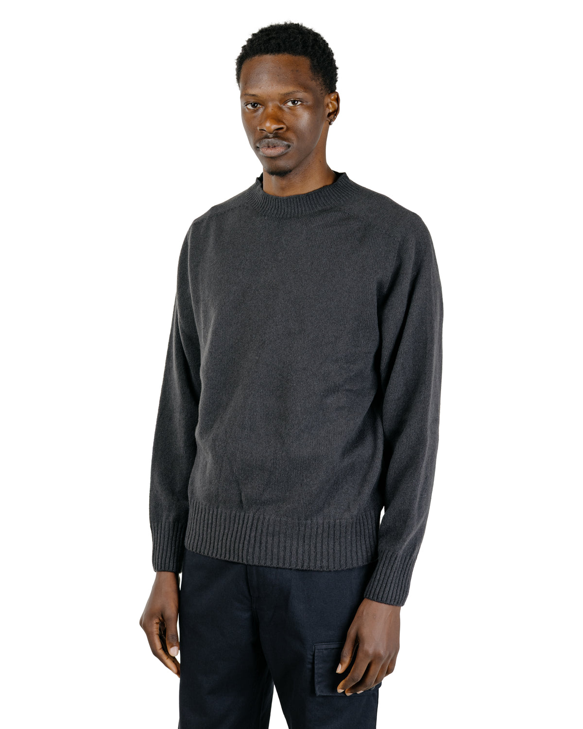 Margaret Howell Seamless Crew Neck Merino Cashmere Asphalt