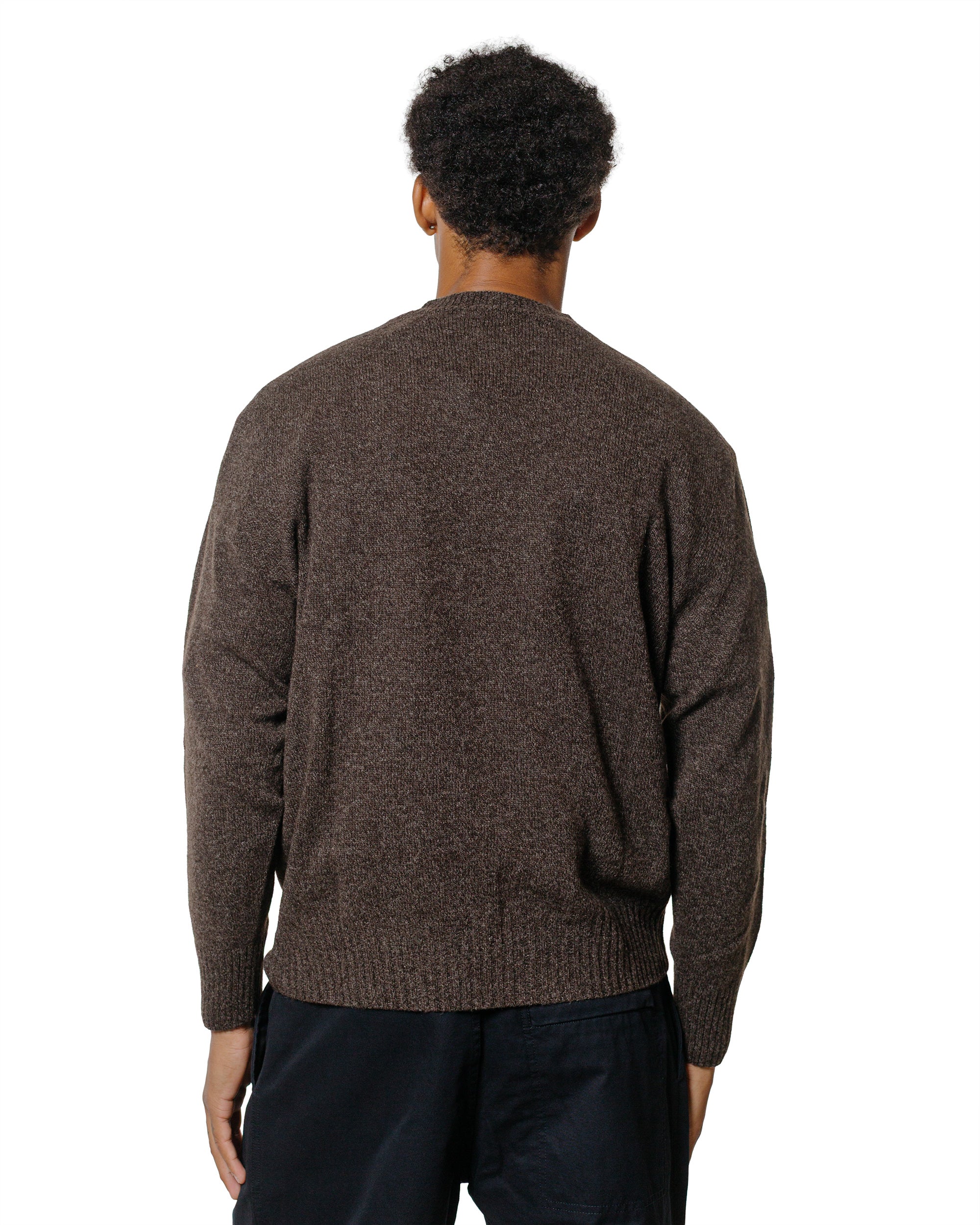 Margaret Howell Seamless Crew Neck Yak Wool Cashmere Blend Coffee Twis