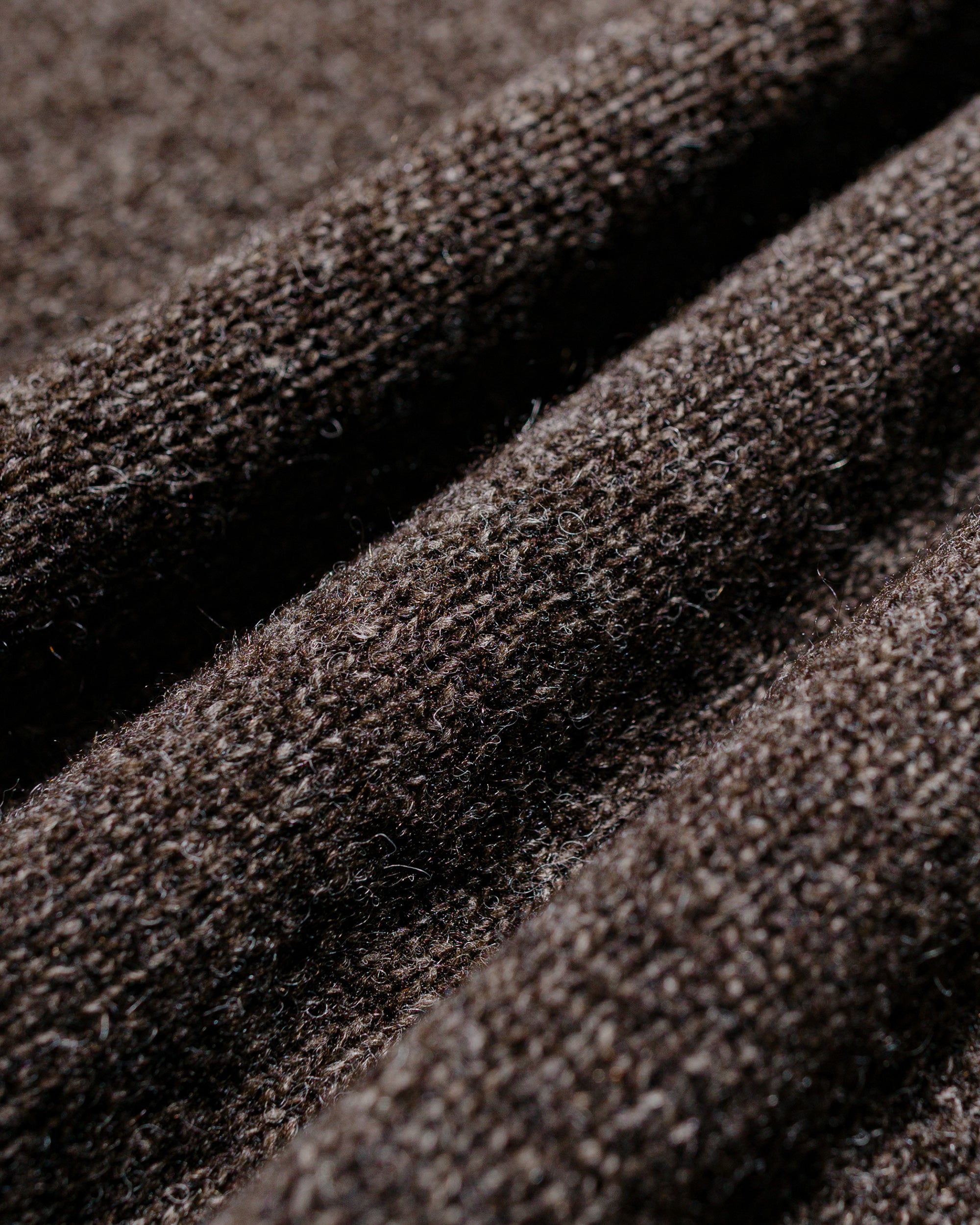 Margaret Howell Seamless Crew Neck Yak Wool Cashmere Blend Coffee Twis
