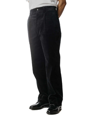 Margaret Howell Single Pleat Trouser Tough Cotton Cord Black Model Front