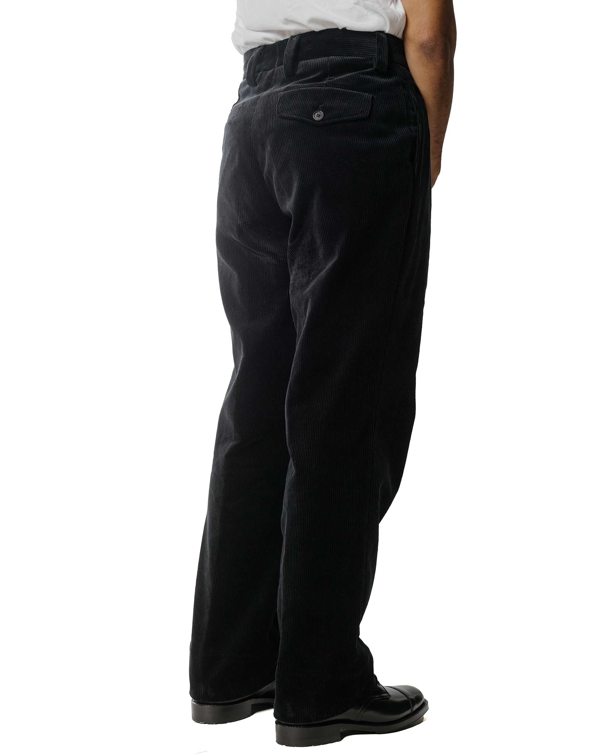 Margaret Howell Single Pleat Trouser Tough Cotton Cord Black Model Back