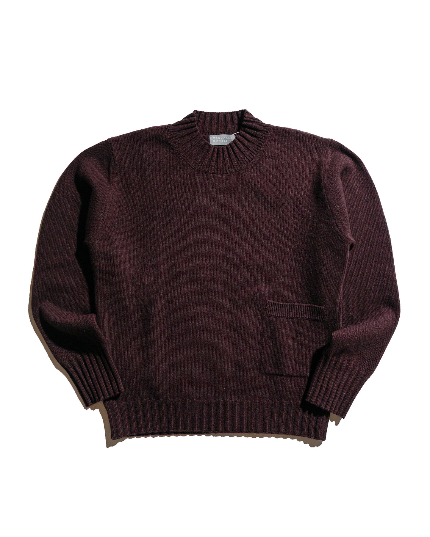 Margaret Howell Single Pocket Crew Geelong Lambswool Mahogany