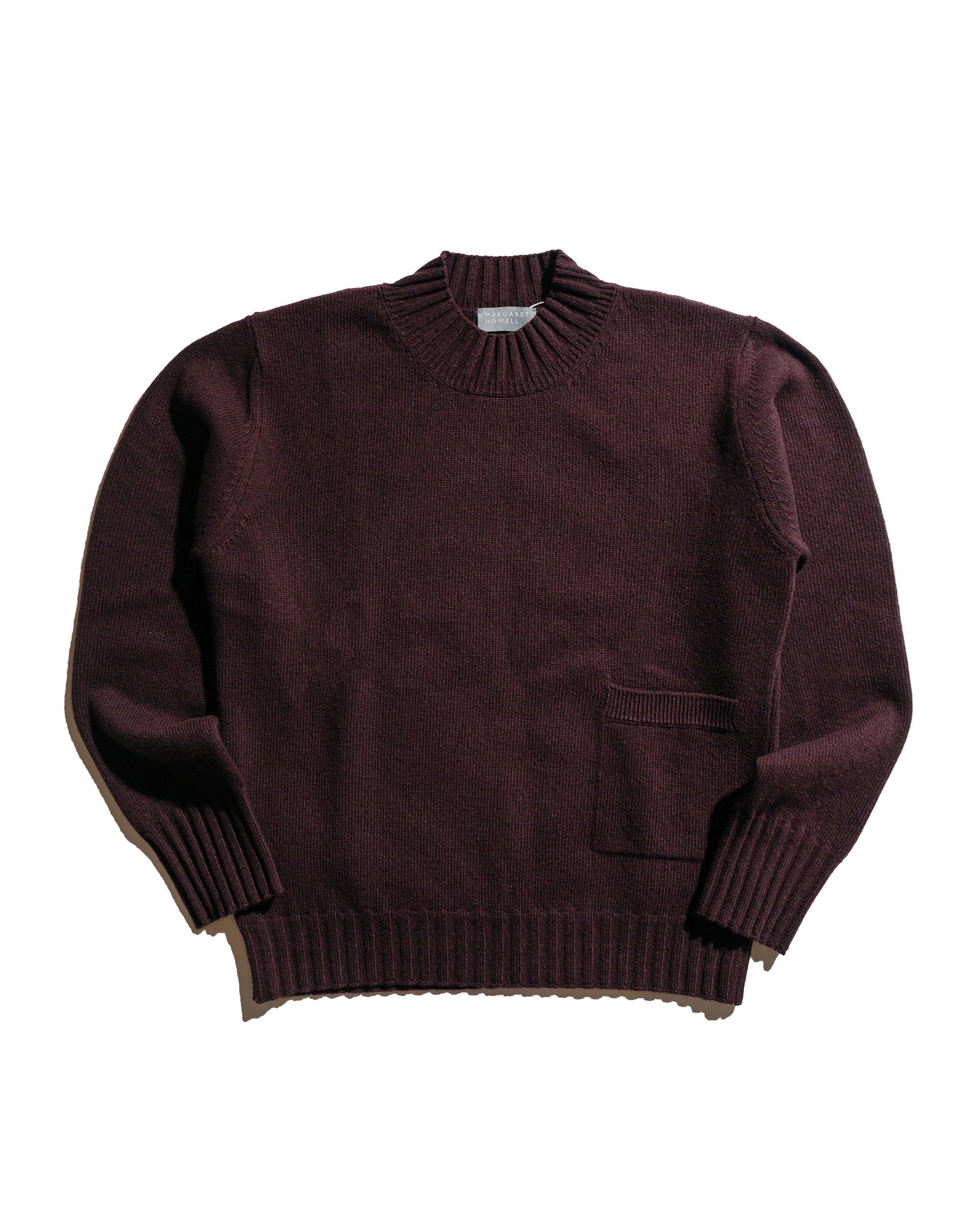 Margaret Howell Single Pocket Crew Geelong Lambswool Mahogany