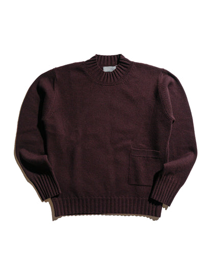 Margaret Howell Single Pocket Crew Geelong Lambswool Mahogany